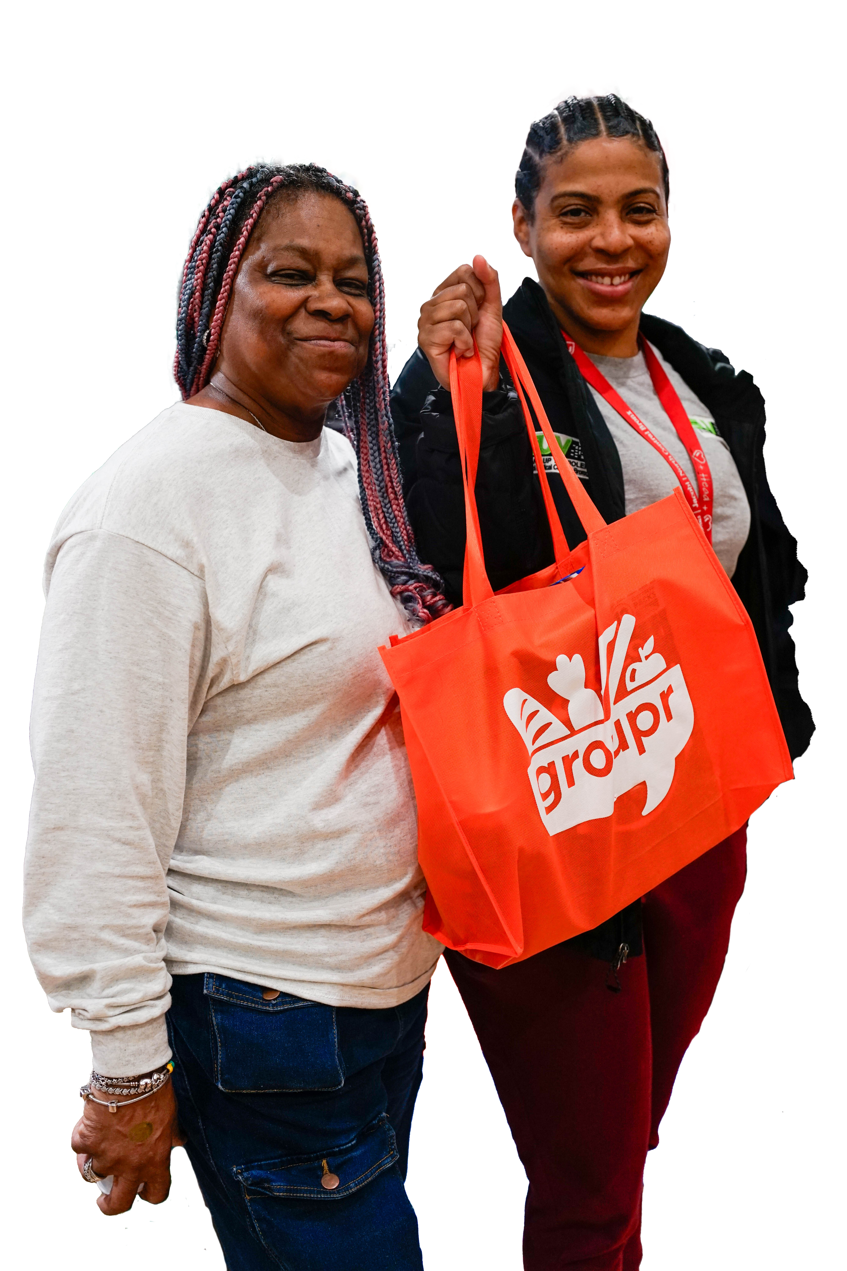 Two women with Groupr bag